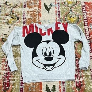 Women's Mickey Mouse Gray Disney World Gray Cartoon Crewneck Sweatshirt